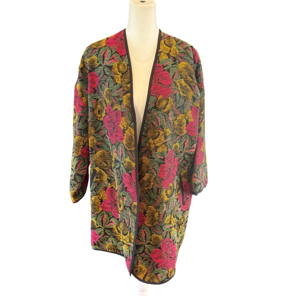 ZARA TRF Outerwear Floral Jacquard Coat – Multicolor – Size S/M – NWT